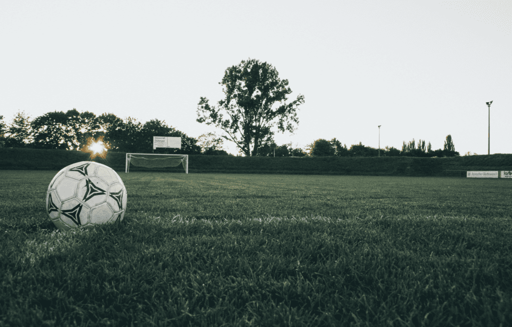 Soccer fields and a ball